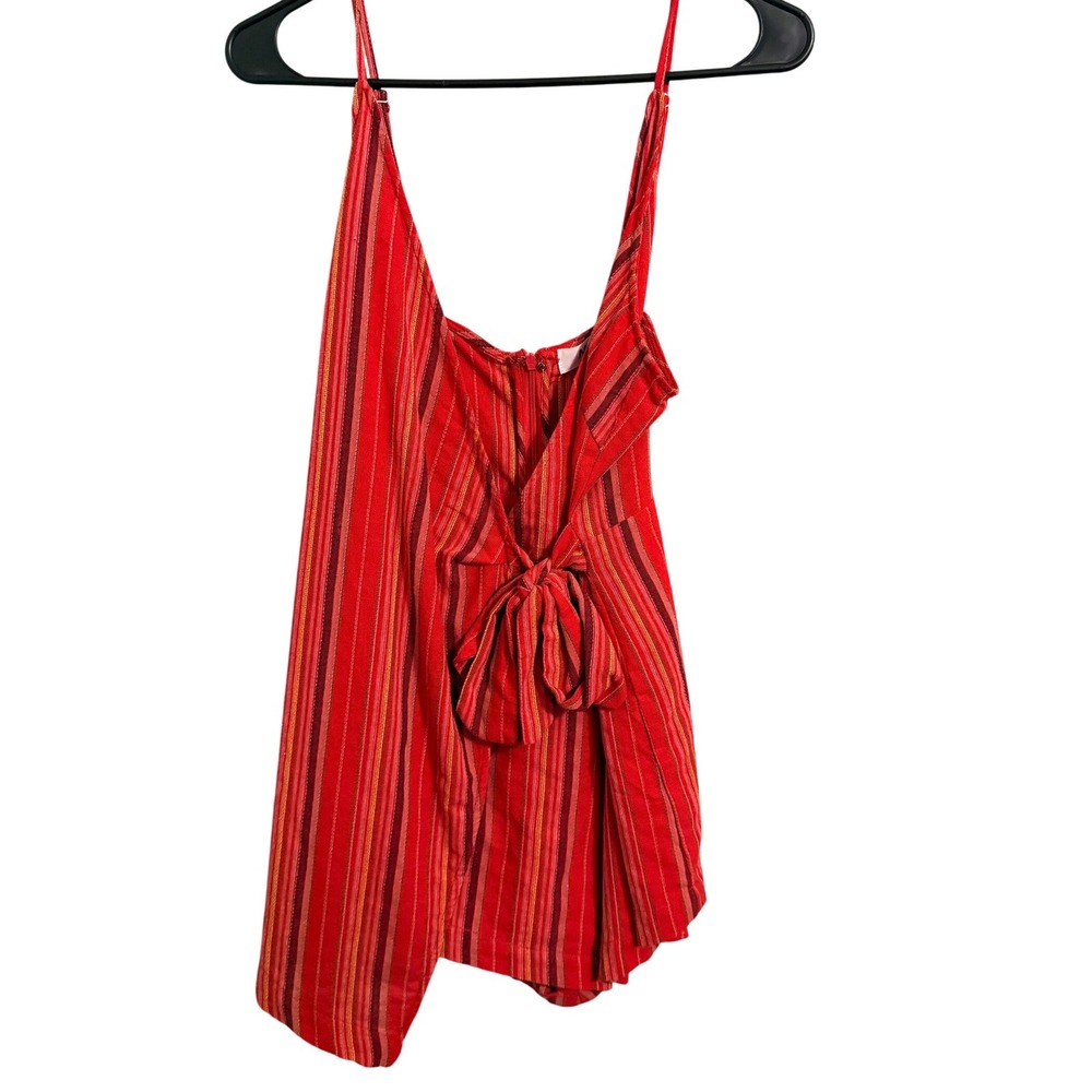 MOD Red Stripe Tie Back Romper‎ Mini Dress Jumpsuit Women's Size S